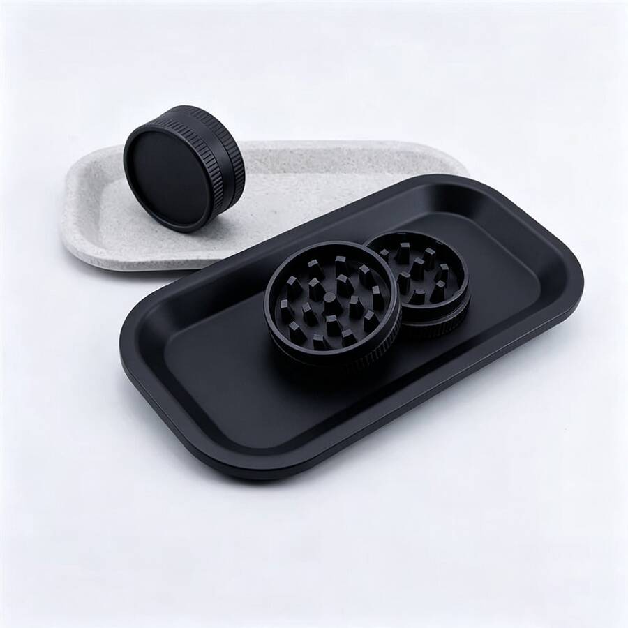 1 Set, New Material Smoking Kit | Grinder + Rolling Tray Matte Portable Smoking Accessories, Smoking Tools Set, Holiday Gift! Valentine's Day Gift! Christmas Gift! - View 1