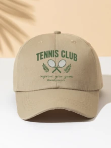 Tennis Letter Monte Carlo 圖案印花棒球帽，酷嘻皮風彎帽簷棒球帽，可調節輕量舒適透氣遮陽帽，適合男女日常通勤使用，男女必備時尚單品，可用於戶外騎行、海灘、釣魚、高爾夫 - 棒球帽1 - 查看 9
