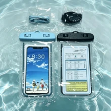 Wasserdichte Handy-Tasche, hochtransparenter PVC-Material, geeignet für Schwimmen, Tauchen und Strandurlaub. In Schwarz und Blau erhältlich, kompatibel mit Handys unter 7,2 Zoll. - Blau + Schwarz - Übersicht 2
