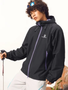 CAMEL CROWN 中性 3 合 1 功能戶外連帽夾克，防潑水中性登山外套 - 幻影黑 - 查看 2