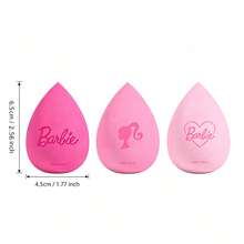 Miniso Barbie 3pcs Makeup Sponge Set, Soft Makeup Sponge Suitable For Liquid Foundation And Cream, Multi-Color Water Drop Shaped Makeup Blending Sponge, Suitable For Daily Makeup - Pink - View 6