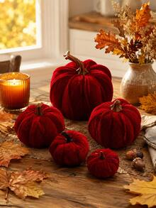 1 buah Dekorasi Beludru Poliester, Dekorasi Panen Musim Gugur untuk Hari Thanksgiving, Set Buatan, Cocok untuk Meja Rumah, Perlengkapan Liburan Musiman - MultiWarna - View 2