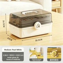 Professional Lockable Multi-Layer Home Pill Box, Transparent Portable Organizer, Space-Saving Storage For Indoor Decor, Kitchen, Bathroom, Bedroom, Back To School, Camping, Family Travel - White - View 8