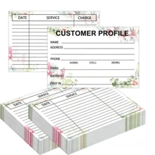 50pcs Customer Info Cards, Floral Design, Small Business Client Info Sheet, Stylist Data Recording Cards, Customer Contact Form - Flower Information Card - View 6
