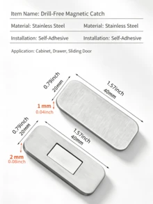 1/2 Set No-Drill Stainless Steel Cabinet Magnetic Catch, Ultra-Thin Strong Magnetic Drawer Invisible Door Magnet, Wardrobe Sliding Door Magnetic Latch - A - View 5