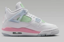 Jordan Air Jordan 4 Retro Valentine's Day Soft GS Retro Campus Style Basketball Shoes Unisex White Pink Green - Off-white Pinkish Green - View 3
