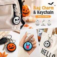 1 buah Gantungan Kunci Wajah Lucu Halloween, , Tengkorak & Wajah Lidah, Gantungan Kunci Bulat Lucu dengan Klip Logam, Aksesori Ransel & Kunci, Hadiah Pesta Halloween - Putih - View 4
