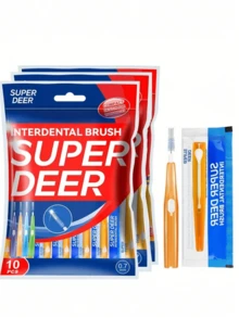10pcs Telescopic Interdental Brushes, 0.7mm Soft Bristles, For Cleaning Gaps Between Teeth, Designed For Oral Hygiene, Dental Cleaning Tool - Multicolor - View 1