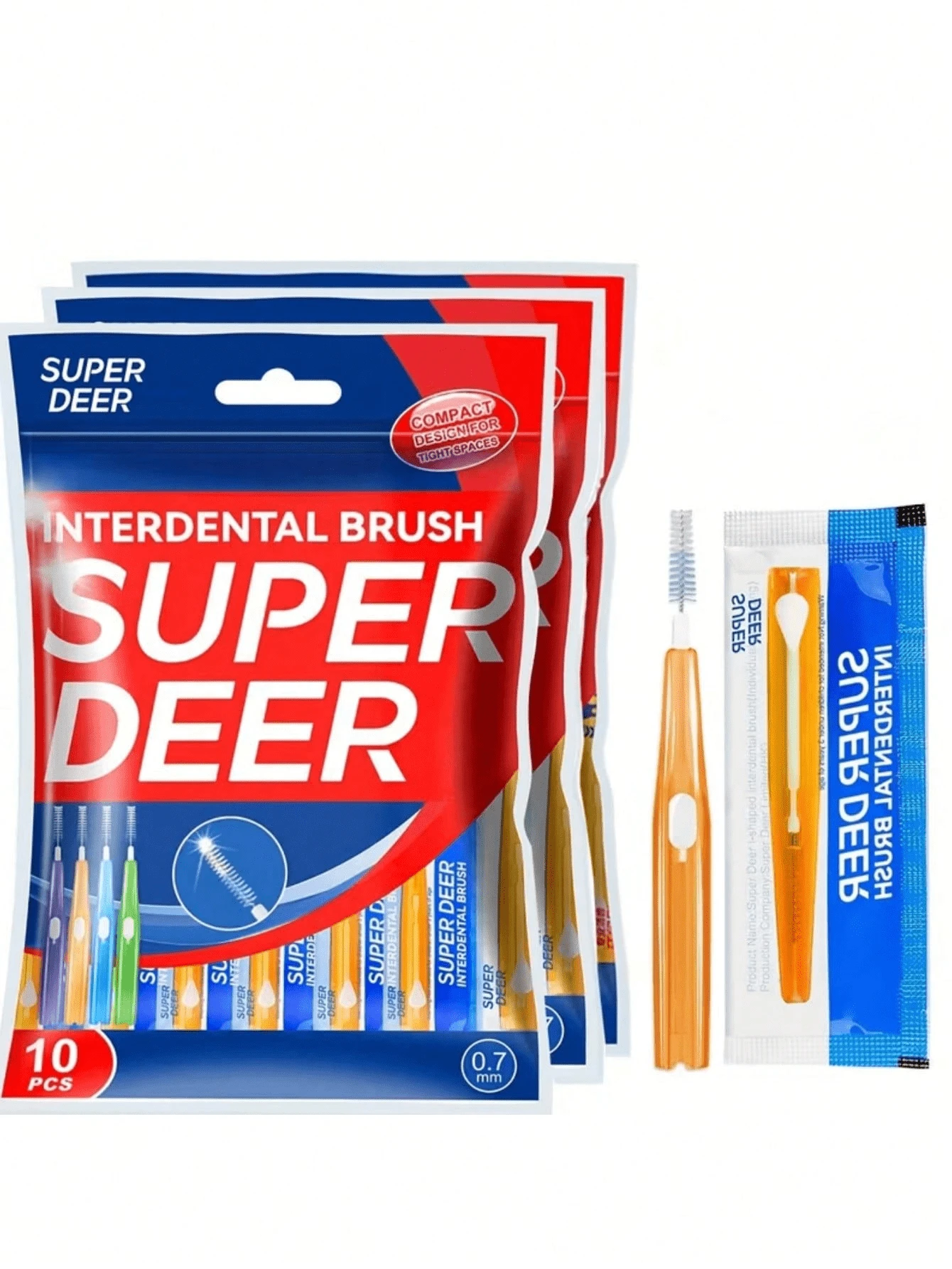 10pcs Telescopic Interdental Brushes, 0.7mm Soft Bristles, For Cleaning Gaps Between Teeth, Designed For Oral Hygiene, Dental Cleaning Tool - Multicolor - View 1