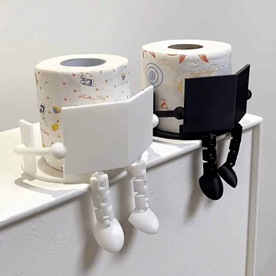 1pc Creative Fun Toilet Paper Holder, Reading Thinker Design, Unique Playful Bathroom Decor, ABS Plastic, Suitable For Toilet Paper Storage, Bathroom Storage, Quirky Home Decor And Desktop Storage, Suitable For Bathroom And Living Room - Multicolor - View 1