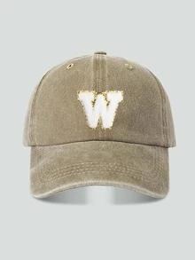 1pc Unisex Vintage Washed Baseball Cap A-Z Letter Print Pattern, Multiple Vintage Colors Available, Soft Texture Adjustable Dad Hat - Khaki - View 35