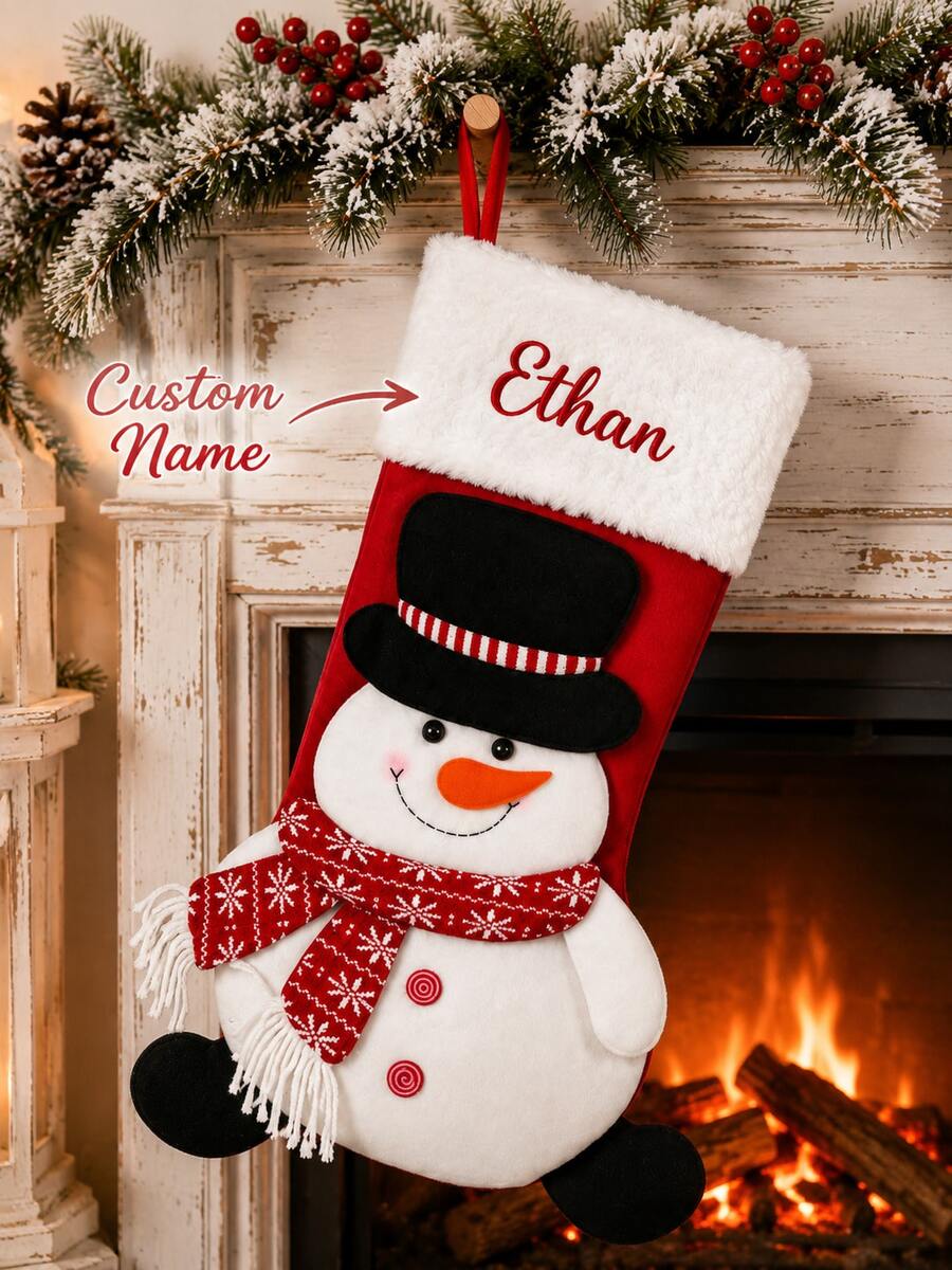 Kaos Kaki Natal 3D Personalisasi 2026, Kaos Kaki Natal Manusia Salju 3D Personalisasi, Kaos Kaki Nama Bordir, Kaos Kaki Natal Keluarga yang Disesuaikan, Hadiah Natal