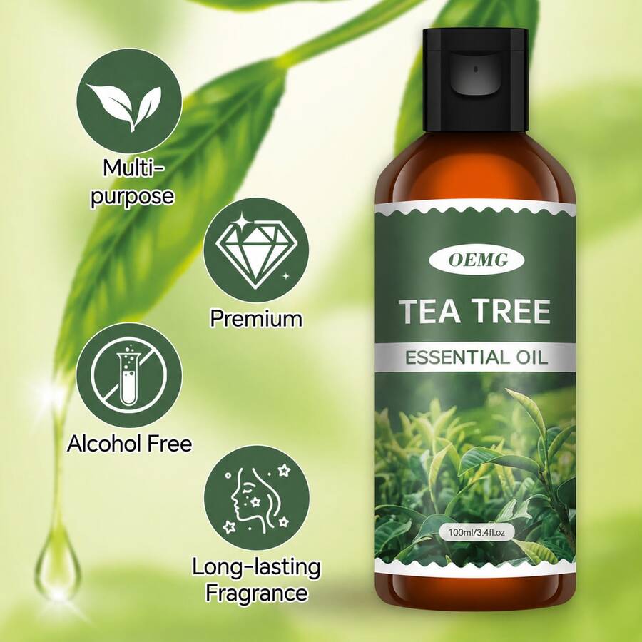 30ml/100ml Tea Tree Essential Oil, Long-Lasting Fragrance, Exquisite Portable Bottle, Suitable For Face, Hair And Body Care, Compatible With Diffusers, Ideal For Home, Car And Travel Use, Perfect Holiday Gift - Tea Tree Oil - View 1
