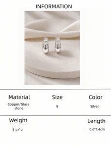 2pcs Geometric C-Shaped Small Hoop Earrings, Suitable For Girls' Daily, Date, Party, Vacation Wear - A - View 8