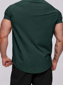 Men's Ghassy Co. Men's Running Sports Raglan Oval Cut Combed Cotton T-Shirt - Dark Green - View 2