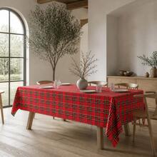 1pc Thickened Plaid Tablecloth With Ruffled Edge, Suitable For Christmas And Autumn Home Decor, Red And Green Dual-Color Christmas Tablecloth, Suitable For Holiday Dinner, Daily Dining Table Arrangement (180g/Sqm) - Burgundy - View 3
