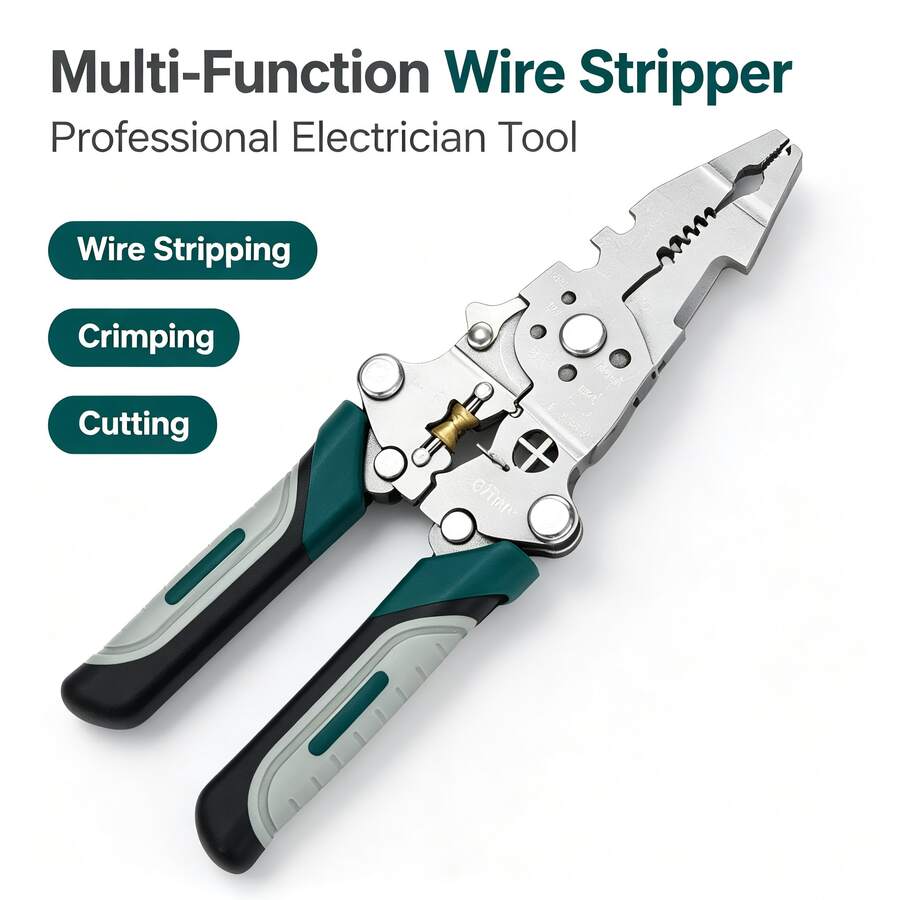 Stainless Steel Multi-Function Wire Stripper, Foldable All-In-One Tool, Suitable For Wire Stripping, Cutting, Twisting And Nail Clipping - C - View 1