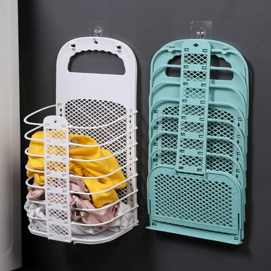 Large Dirty Clothes Hamper Wall-Mounted Bathroom Folding Laundry Basket Dormitory Clothes Storage Durable