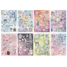8pcs Dreamy Girl Illustrated Cut-Out Stickers, Creative Premium Minimalist Fresh Style Planner Scrapbooking Material, Waterproof Sticker Decals - Multicolor - View 6