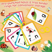 somoving 120pcs/Set Erasable CVC Word Phonics Flashcards Game Cards, Beginner Reading Phonics Word Building Spelling Learning Teaching Aids, Kindergarten Preschool Supplies, Christmas Gift Stocking Fillers - Multicolor - View 2