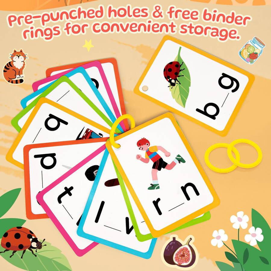 somoving 120pcs/Set Erasable CVC Word Phonics Flashcards Game Cards, Beginner Reading Phonics Word Building Spelling Learning Teaching Aids, Kindergarten Preschool Supplies, Christmas Gift Stocking Fillers