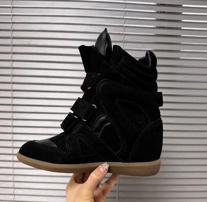 New 2026 Women's Sneakers With Hidden Heel, High-Top, Color-Matched Flat Casual Shoes