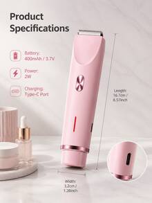 2-In-1 Women's Electric Body Trimmer & Bikini Trimmer, Rechargeable Ceramic Blade Rotary Shaver, Detachable And Washable, Suitable For Sensitive Areas, Underarms, Legs And Facial Hair, USB-C Interface, Wireless Portable Travel Design - Size - View 12