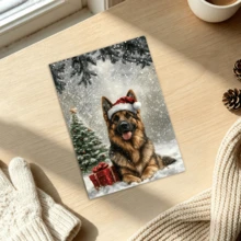 1pc Personalized Christmas Card Featuring A German Shepherd Wearing A Santa Hat, Perfect For All Recipients - Puppy Wearing a Hat - View 5
