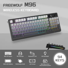 ATTACK SHARK X FREEWOLF M96 80% Wireless Gaming Keyboard, 94-Key TKL LED Rechargeable Mechanical Feel PBT Keyboard, Compatible With Windows, Bluetooth 5.0/2.4GHz Dual Mode, Office/Gaming Dual Use - Multicolor - View 3
