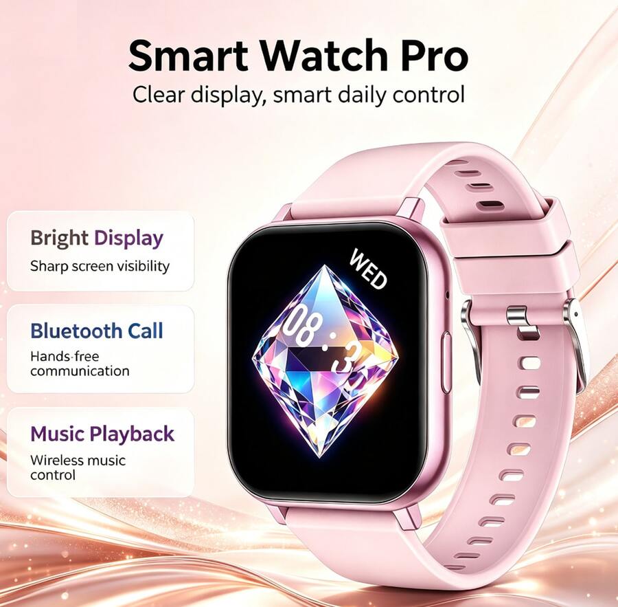 NcmRyu 1.83 Inch HD Display Smart Sports Watch, Bluetooth Calling, Multiple Sports Modes, Music Playback And More, Suitable As Gift For Friends And Couples, Compatible With Android And IOS, Unisex Smartwatch - View 1