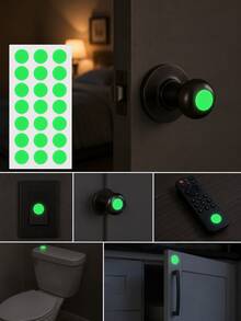 Round Luminous Location Marker Stickers,Glow‑In‑The‑Dark Dot Decals,Self‑Adhesive Night Labels For Light Switches,Door Knobs,Remote Controls & Home Touch Points Glowinthedarksticker Luminousdotsticker Nightmarker Homesticker Lightswitchdecal - Glow-in-the-dark Stickers - View 2