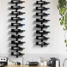 Costoffs Weinregal aus Metall 10 Flaschen Wandregal Getränkeregal für die Wand Flaschenregal Aufbewahrungsregal Weinschrank Wandmontage - Schwarz - Übersicht 2