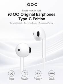 vivo Earphone kabel semi-in-ear IQOO memiliki penyetelan profesional untuk kualitas suara yang superior, desain minimalis, kenyamanan saat dipakai, dan kualitas panggilan yang jernih. - View 1