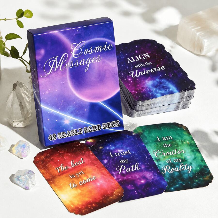 Cosmic Messages Tarot Divination Card Set - 42 Divination Cards With Cosmic Messages Atmosphere And Galaxy Theme For Relaxation, Collection, And Tabletop Game Use - Cosmic Messages - View 1