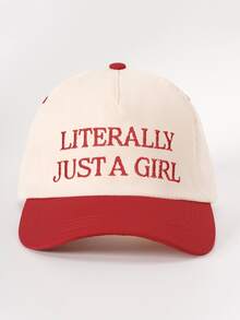 1pc Embroidered "LITERALLY JUST A GIRL" Colorblock Baseball Cap, Adjustable Trucker Hat, Sun Protection Casual Cap For Spring/Autumn Travel, Beach Vacation, Men's Y2K Style Youth Hat - Baseball Cap - View 21