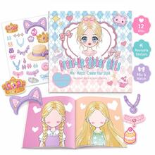 12 Styles Girls Dress-Up Stickers, Cartoon Creative Outfit Stickers, Beautiful Cute Cartoon Scene Decoration Dress-Up Show Educational Toy For Girls - Mixed - View 6