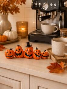 1pc Jack Pumpkin Statue, Cute & Quirky Halloween Pumpkin Statue Set, Funny Expression, Desktop Fireplace Mantel Bookshelf Autumn Home Party Decoration - Classic - View 3
