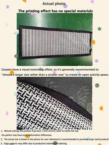 Washable Polyester Plaid Kitchen Mat, Minimalist & Fashionable Rectangular Rug, Suitable For Kitchen, Dining Room, Home Decor, Room Decoration Accessories, Indoor Decoration - Black and White - View 5