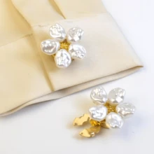 1Pc/2/3/4Pcs Petal Alloy Detachable Button Cover, 3cm/1.18in Elegant Cuff Collar Decoration Button, Women's Shirt Set, Elegant No-Sew Button Cover Set - Multicolor - View 2