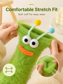 Fun Plush Socks, Adorable Monster-Shaped Warm Socks For Lounging At Home. Thick And Soft Winter Floor Socks, Perfect For Relaxing At Home And Sleeping. - Multicolor - View 4