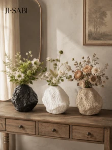 1pc Textured Rock Vase, Wabi-Sabi Style Asymmetrical Stone Shape Vase, Minimalist Ins Style Desktop Vase, Suitable For Dried Flowers And Fresh Flowers, Home Living Room Bookshelf Decoration, 3 Colors Available - Rock Vase - View 7