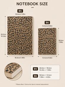 3pcs Leopard Print Notebook Set, 1pc B5 Large Notebook & 2pcs B6 Small Notebooks, Blank Page Kraft Paper Journal, Aesthetic Writing Notebook For School, Office, Note Taking, Journaling, Study & Daily Use, Back To School Stationery Supplies - Upgraded and Thickened - View 4