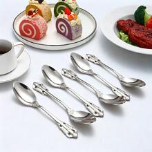 1/2/4pcs Stainless Steel Dessert Spoon Coffee Spoon Ice Cream Spoon Suitable For Afternoon Tea Dessert Shop Restaurant Banquet - Silver - View 5
