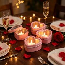 44pcs Complete Candle Making Kit, 4 Heart-Shaped Clear Lid Glass Jars, 40pcs Candle Making Supplies, Sturdy Iron Cans, Suitable For DIY Candle Craft, Jewelry Storage, Desktop Decoration, Ideal Choice For DIY Enthusiasts And Holiday Gifts - Heart-shaped Window 44pcs/Set - View 4