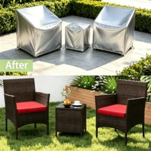 210D Waterproof Oxford Cloth Outdoor Furniture Cover, Dust-Proof Sofa And Chair Protective Cover, With Drawstring And Zipper Storage Bag, Suitable For Patio, Garden And Yard - Black - View 10