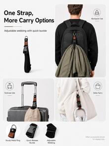 NYXIA 5/4/3/2/1pc Quick-Release Luggage Straps, Travel Backpack External Fixing Straps, Portable Jacket Hanger, Suitable For Suitcases And Carry-On Luggage - Black - View 2