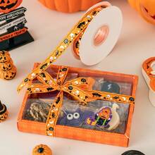 1pc 886in Long 1.5cm Wide Halloween Ghost Pumpkin Ribbed Ribbon, Perfect For DIY Bows, Headbands, Gifts, Flower Bouquets, Baking Packaging, Decoration Webbing - Multicolor - View 4