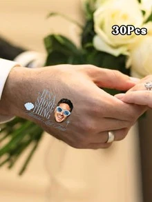 1/10/20/30/60Pcs Custom Temporary Tattoos, Personalized Bachelorette Party Tattoos With Photo Text, Customized Waterproof Temporary Tattoo Stickers For Bridal Shower Bachelorette Party Favors Decor Gift - Multicolor - View 12