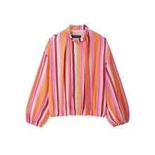 Seelio Autumn New Women's European And American Style Striped Flight Jacket - Multicolor - View 2