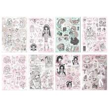 8pcs Pink Maid Cut-Out Stickers, Creative High-End Fun Collage Material, Waterproof Sticker Decals - Multicolor - View 6